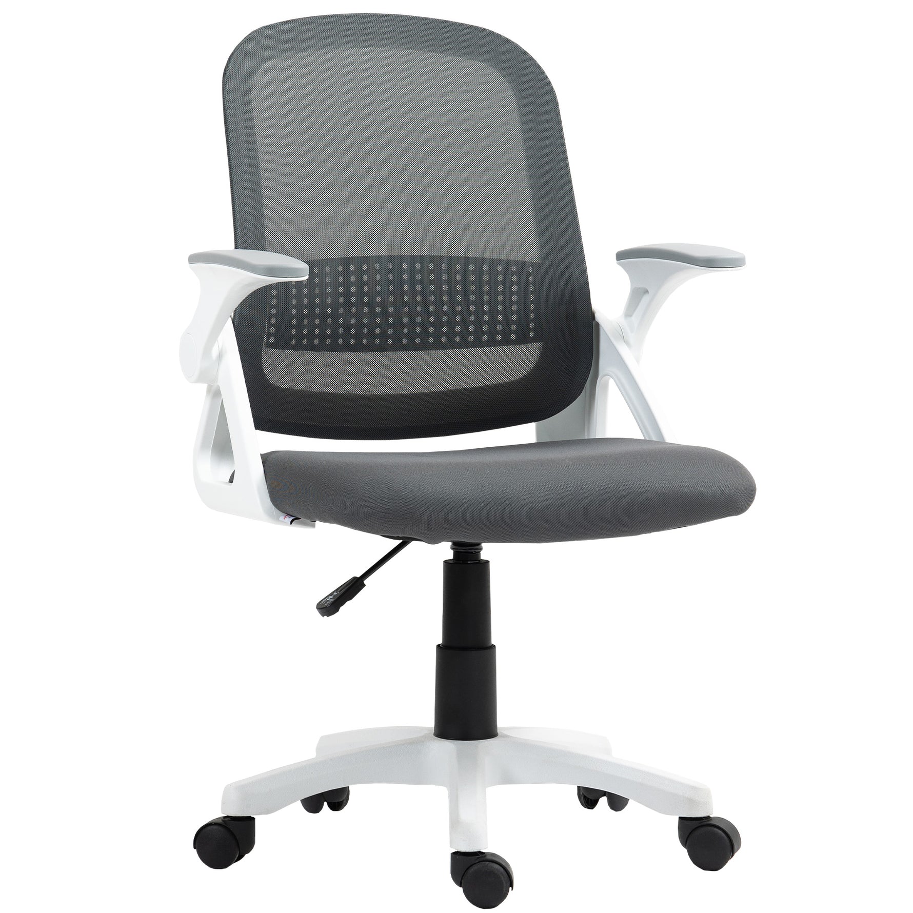 Chaise bureau ergonomique, fauteuil de bureau en maille avec accoudoirs relevables, hauteur réglable, gris