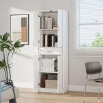 Armoire de cuisine moderne avec placards à portes, étagères réglables et tiroir, 60 x 35 x 180 cm, blanc