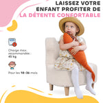 Fauteuil enfants canapé pour enfants avec dossier en forme ours, tissu en polaire teddy, 47 x 43 x 53 cm, beige
