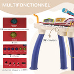 Ensemble de musique 2 en 1 pour enfant piano et batterie électronique avec micro et tabouret