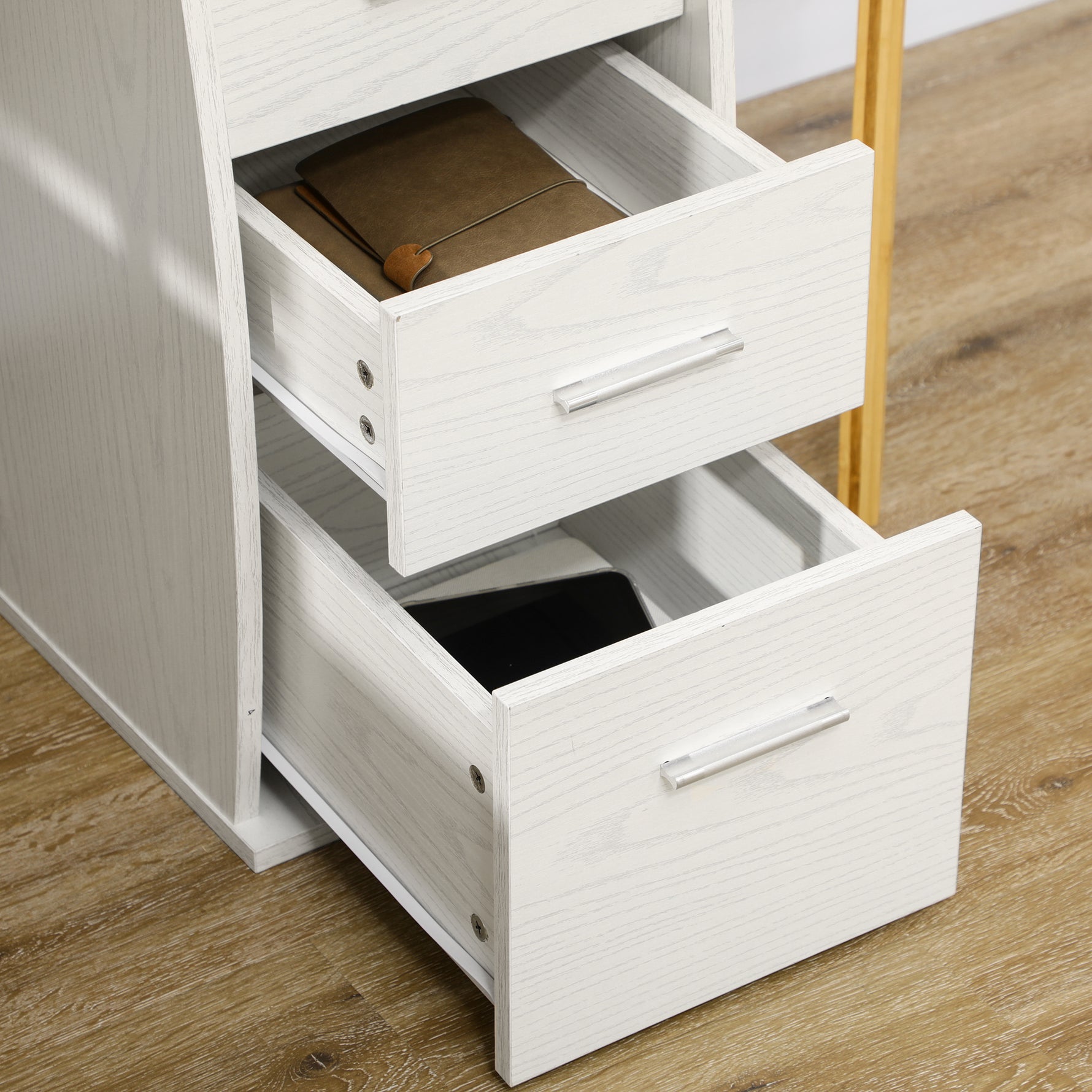 Bureau d'ordinateur, bureau informatique 120 x 55 cm avec plateau pour clavier, 3 tiroirs, pour chambre, domicile, blanc