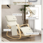 Fauteuil relax à bascule fauteuil allaitement avec repose-pieds réglable, poche latérale et appui-tête, blanc crème