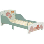 Lit pour enfant 3-6 ans avec barrières de sécurité et motifs dim. 77 x 143 x 60 cm sommier à lattes inclus - Vert