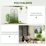 Support pour plantes grimpantes avec motif lot de 2 treillis de jardin pour vigne fleurs légumes métal 50 x 180 cm noir