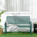 Banc de jardin banc extérieur jardin en acier avec dossier à motif floral pour 2 personnes 127 x 63 x 83 cm vert foncé