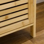 Meuble à chaussures armoire à chaussures style naturel - 2 placards avec 8 étagères - en bambou bois naturel