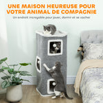 Tour pour chat 4 niveaux, arbre à chat stable boules de jeu plateforme supérieure bord en peluche, 41x 41 x 100 cm, gris