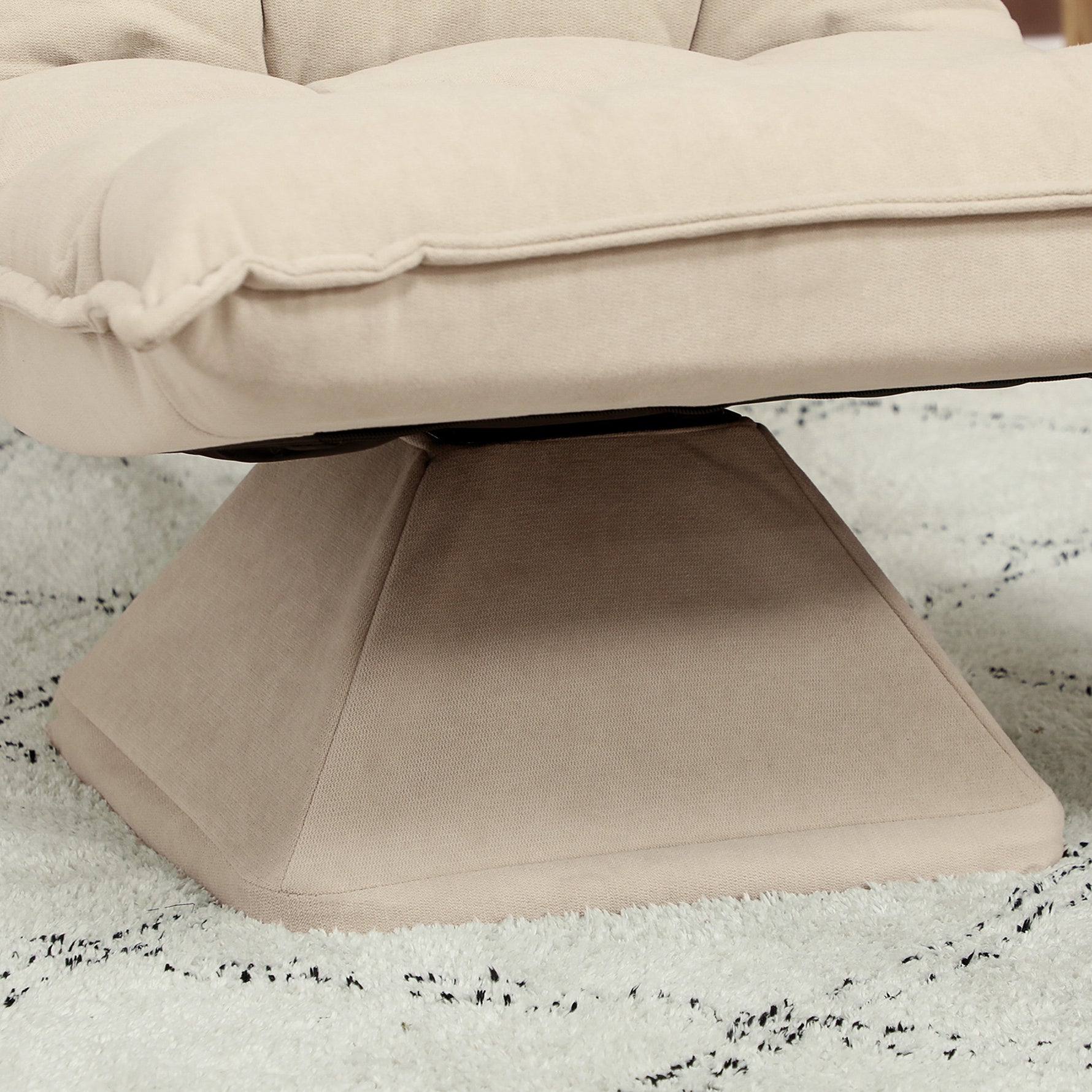 Fauteuil de sol paresseux fauteuil relax design capitonné inclinaison dossier réglable pivotant 360° revêtement lin beige