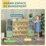 Meuble rangement enfant, étagère de rangement pour jouets enfants avec 8 bacs amovibles, 140 x 30 x 90 cm, blanc