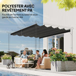 Toile de toit pour pergola tonnelle rétractable de 3 x 3 m - toile uniquement 250 x 255 cm gris foncé