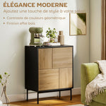 Buffet salon meuble de rangement armoire de cuisine portes à pousser et 4 placards style moderne 60 x 35 x 78 cm, noir