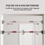 Barre de traction pour porte, barre de musculation pour cadres de porte sans vis - longueur ajustable (92-124cm)