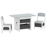 Ensemble table et 2 chaises enfant avec 6 tiroirs amovibles, pour fille garçon 3-8 ans, gris