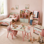 Lit pour enfant 3-6 ans avec barrières de sécurité et motifs dim. 77 x 143 x 60 cm sommier à lattes inclus - rose