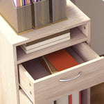 Caisson de bureau à roulettes avec tiroir placard et niche pour documents et dossier suspendu 40 x 35 x 60 cm chêne