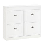 Schuhschrank Schuhkipper Schuhaufbewahrung Maße 98L x 24B x 83H cm 4 Klappfächer doppelreihig MDF Weiß