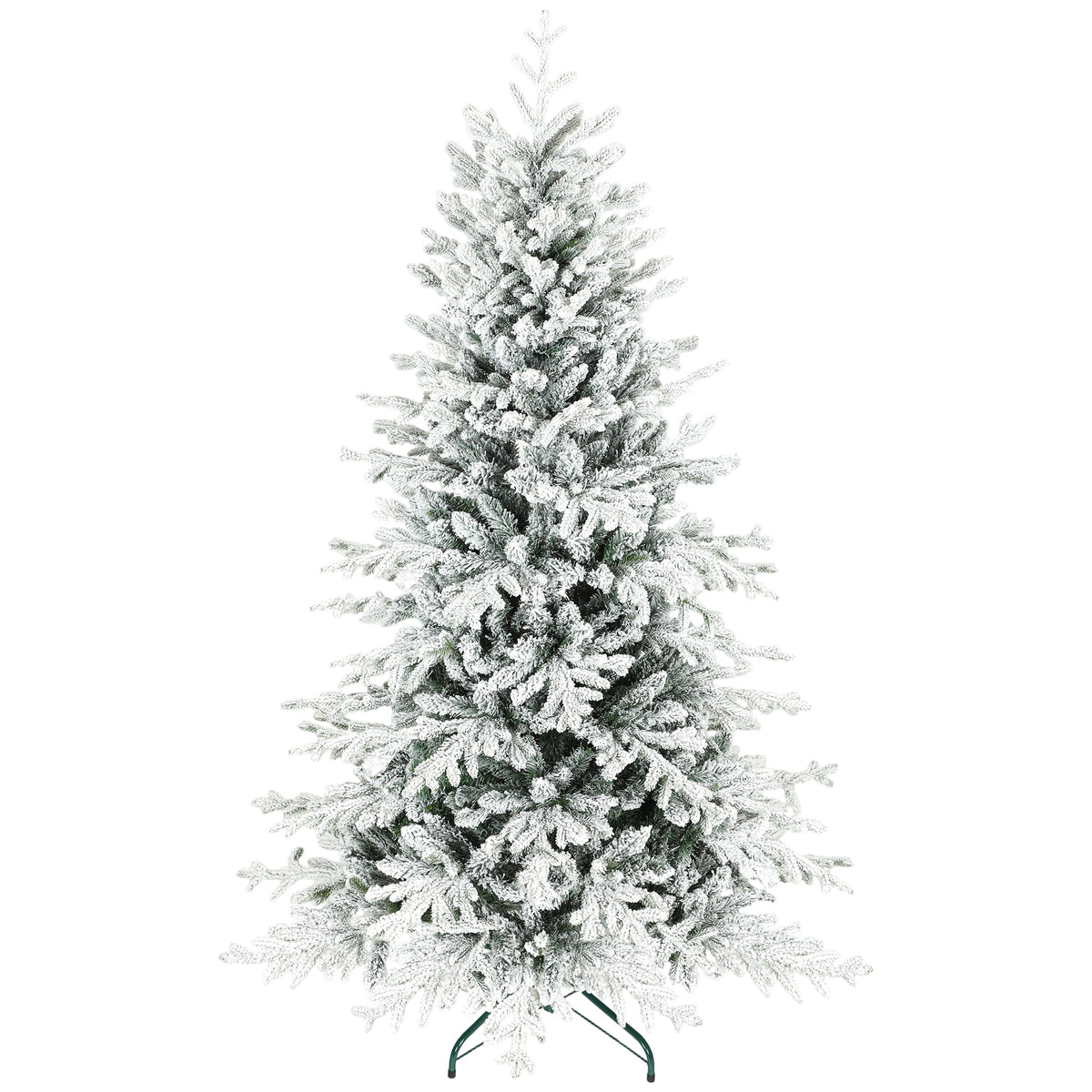 Sapin de Noël artificiel floqué de neige 180 cm, arbre de Noël avec 1815 branche, support en métal pliable, vert