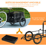 Remorque à vélo avec coffre de rangement amovible et pliable de 65L, réflecteurs de sécurité, charge max. 40KG, noir