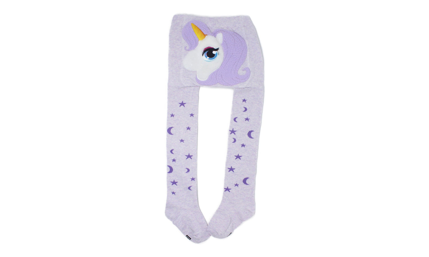 Collant 4D Licorne Gris Bleu Lilas en Coton Écologique