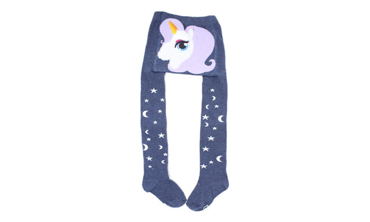 Collant 4D Licorne Gris Bleu Lilas en Coton Écologique