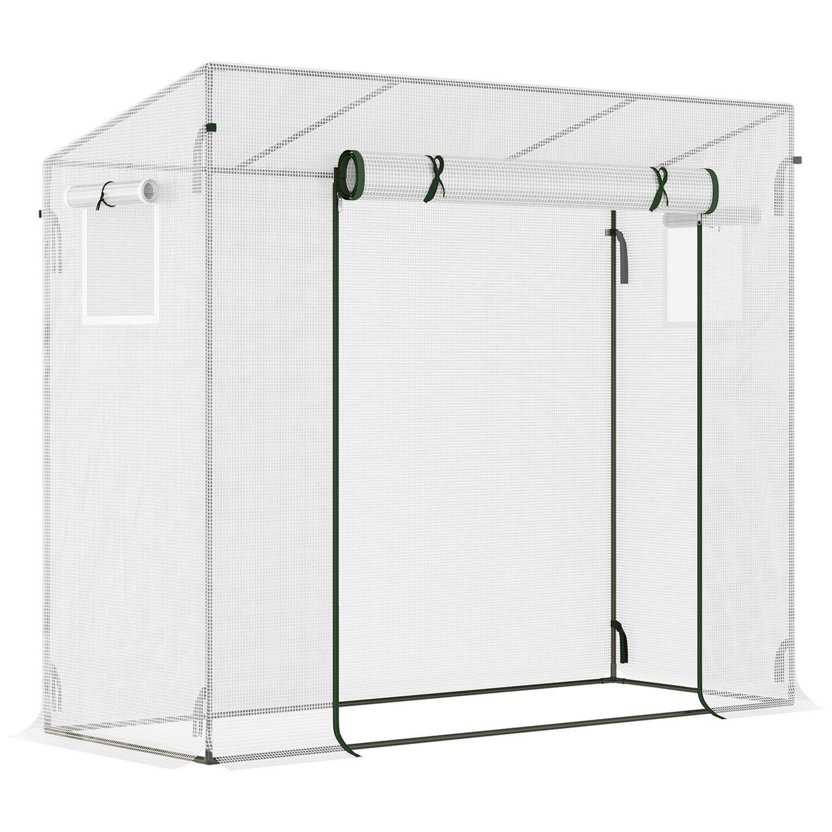 Serre de Jardin Anti-UV 2 fenêtres moustiquaires + Barres renforcement 200 x 76 x 168 cm Acier PE blanc