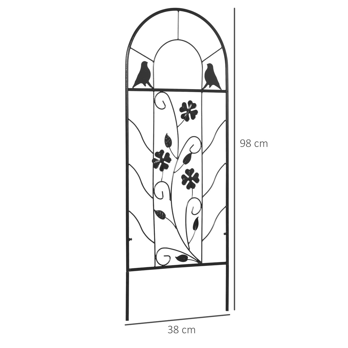 Set di 2 tralicci da giardino, supporto per piante rampicanti in metallo - 38 x 98 cm nero