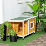 Niche pour chien extérieur maison chien intérieur en bois avec toit ouvrant et fenêtre 85,5L x 62l x 60H cm orange