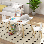 Ensemble table et 2 chaises enfant design scandinave motif oreille de lapin bois pin blanc