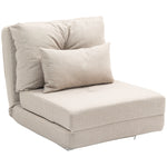 Chauffeuse canapé-lit convertible fauteuil 1 place avec 1 coussin avec dossier réglable, beige