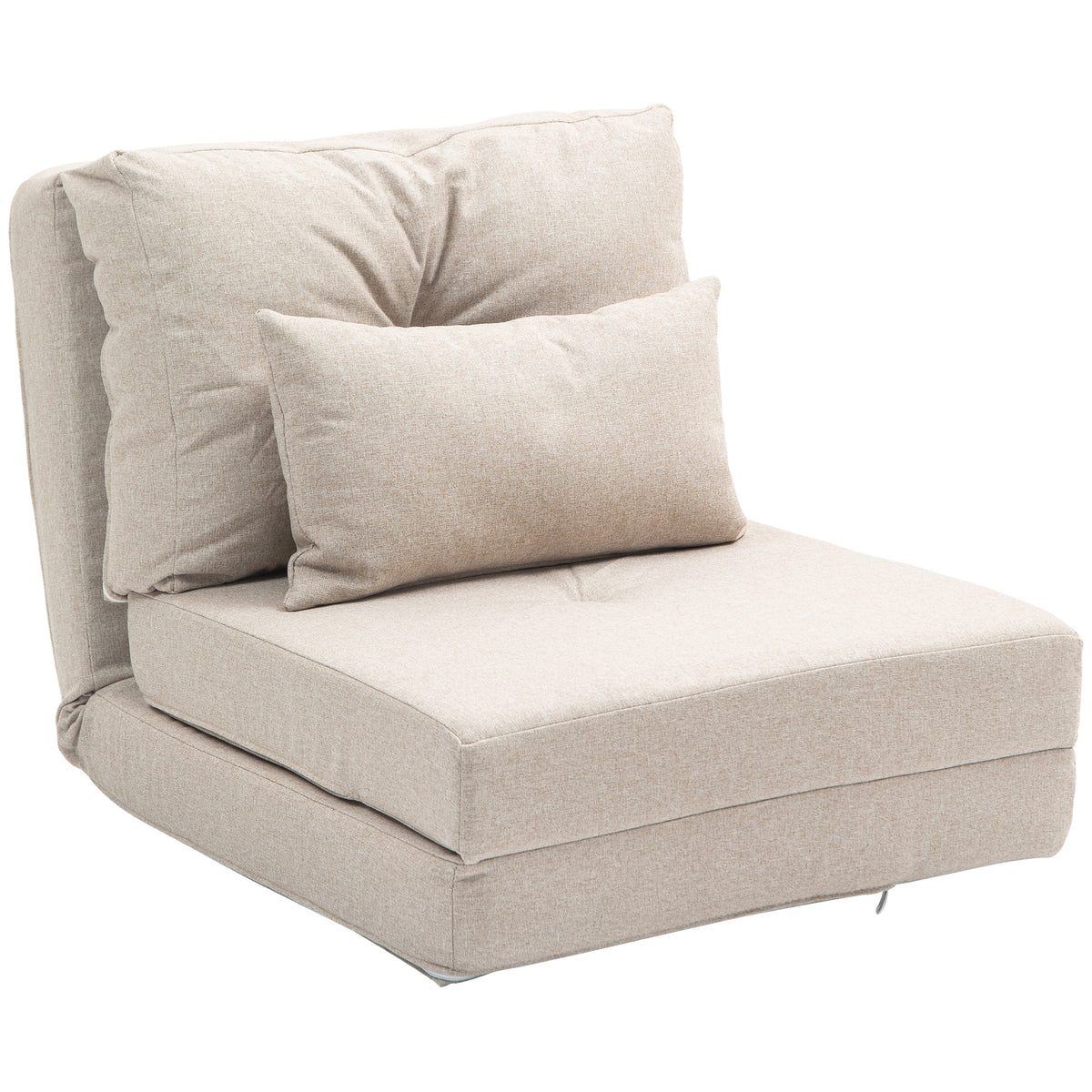 Chauffeuse canapé-lit convertible fauteuil 1 place avec 1 coussin avec dossier réglable, beige
