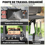 Barbecue Charbon de Bois Chariot Grill de Jardin avec Couvercle XXL Bac à Charbon et Évents Réglables 112cm Noir