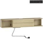 Meuble TV suspendu meuble télé pour téléviseur 50 pouces tiroir étagères passe-câbles 120x24x22,4cm effet bois naturel