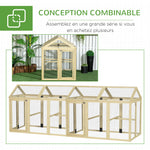 Enclos poulailler en bois cage à poules parc grillagé 140 x 88,5 x 106 cm naturel