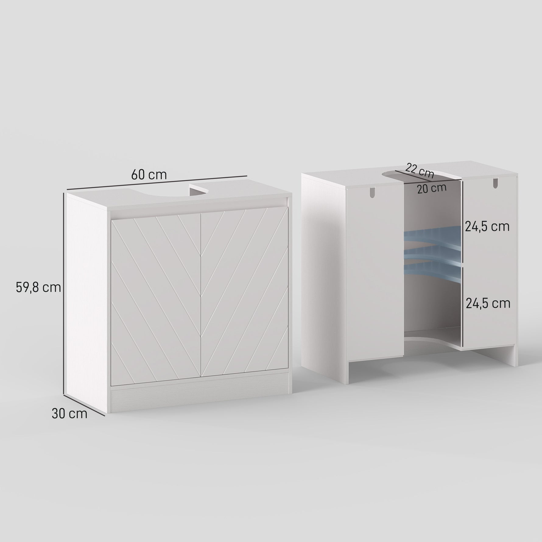 Meuble salle de bain sous Lavabo - meuble sous-vasque - placard 2 portes avec étagère blanc