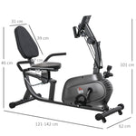 Vélo d'Appartement Semi-Allongé avec Roulettes - Vélo Couché Magnétique Silencieux pour Rééducation et Seniors - Siège Réglable avec Cordes de Résistance pour Fitness à la Maison, Noir
