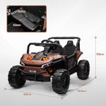 Voiture électrique enfant UTV buggy électrique enfant avec télécommande 2.4Ghz 2 moteurs 103L x 69l x 59H cm marron