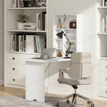 Bureau pliable mural, table murale pliante avec étagères pour salon, salle à manger, bureau, 93,8 x 60 x 147 cm, blanc