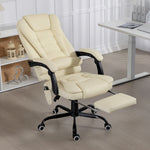 Fauteuil de bureau massant, chaise de bureau avec hauteur réglable, dossier inclinable et télécommande filaire, beige