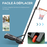 Panier de basket extérieur hauteur réglable 160–210 cm panier de basket sur pied à roulettes base remplissable noir