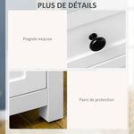 Commode meuble de rangement 2 portes avec étagère réglable en hauteur 2 tiroirs 100 x 40 x 85 cm blanc et aspect bois