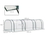 Mini Serre de Jardin, Mini Serre Tunnel, Serre à Tomates 3,5L x 1l x 0,8H m, Acier, PVC Anti-UV, 3 Fenêtres