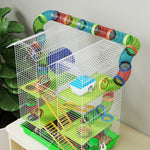Cage pour hamster souris petit animaux rongeur avec tunnel mangeoire roue jouet 47 x 30 x 59 cm vert
