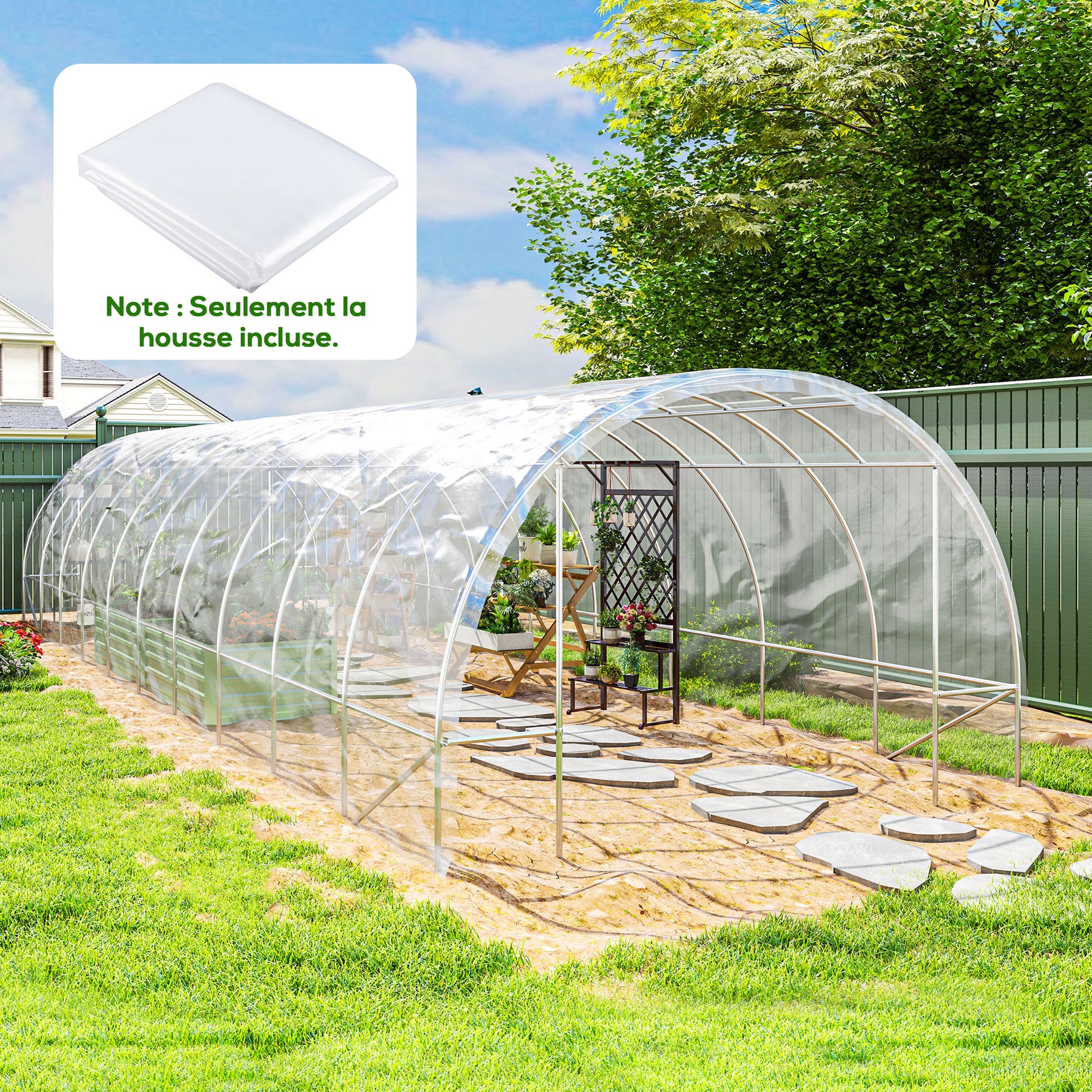 Bâche pour serre bâche plastique transparente 6 x 10 m imperméable résistante aux UV polyéthylène 150g/m² transparent