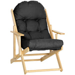 Fauteuil Chaise de Salon Pliable et inclinable en Bois Fauteuil Relax Confortable avec Coussin capitonné épais