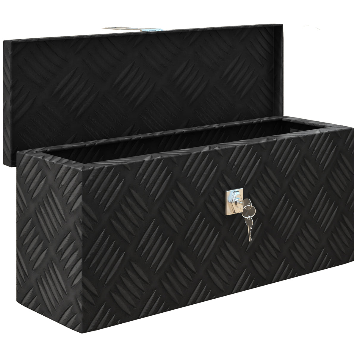 Cassetta portaoggetti - cassetta degli attrezzi in alluminio - chiusura a chiave in alluminio - dim. 50L x 15,5P x 20,5A cm