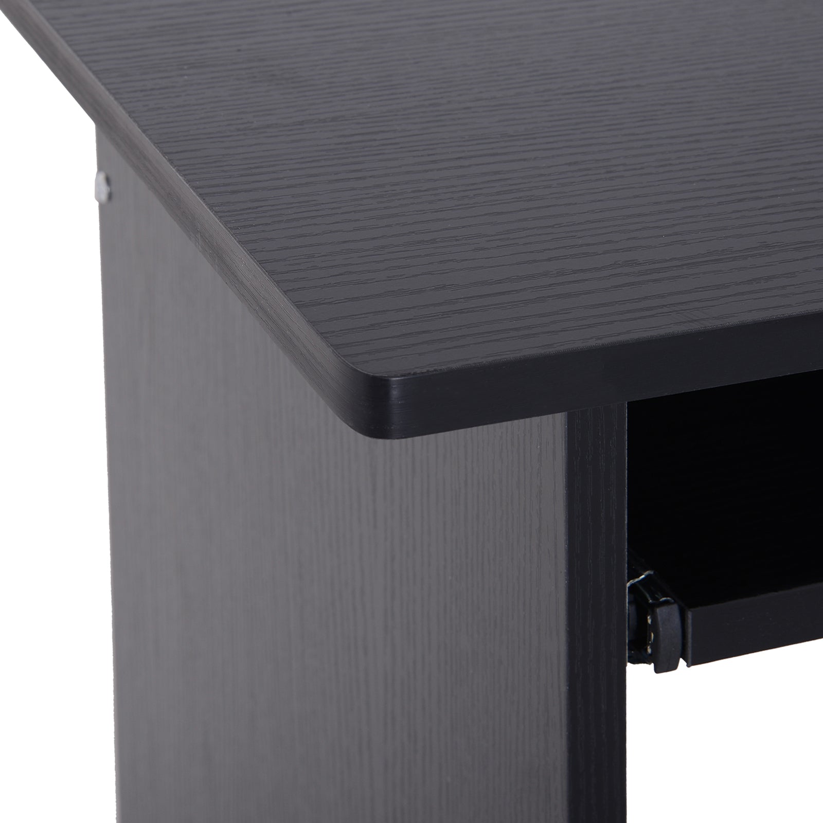 Bureau d'ordinateur, bureau avec rangement, plateau pour clavier et support de moniteur, 80 x 45 x 75 cm, noir