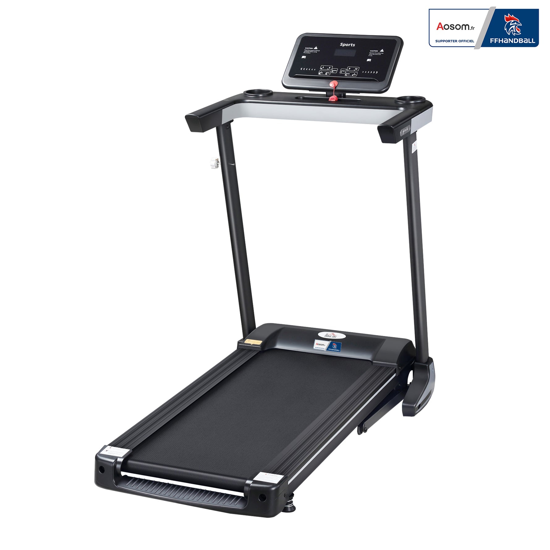 Tapis de Course Electrique Pliable - .fr x FFHandball - Tapis Roulant 1-12 Km/h 500 W écran LCD 12 programmes Noir