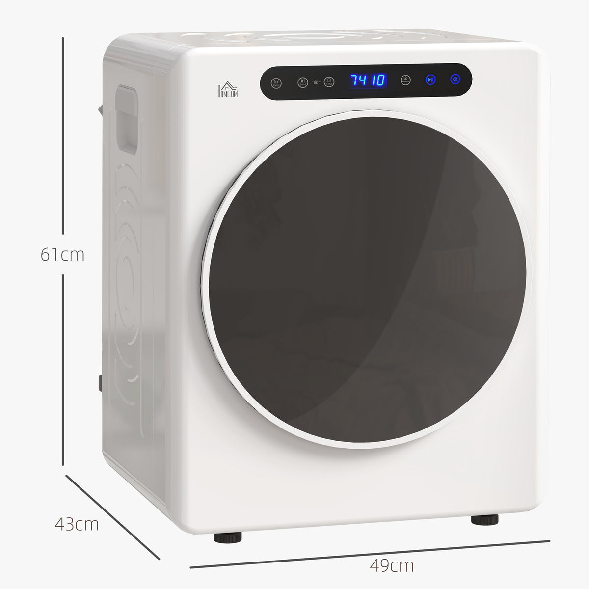 Sèche linge à évacuation, sèche-linge électrique 1000 W 3 Kg, modes Extra Dry et ECO, minuterie, acier inoxydable, blanc