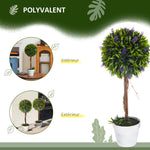 Lot de 2 plantes Artificielles avec fleurs de lavande, tronc et pot inclus - hauteur 60 cm vert