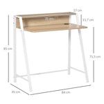 Bureau Informatique Table Ordinateur d'étude dim. 84L x 45l x 85H cm Style Simple en Bois chêne Clair Blanc
